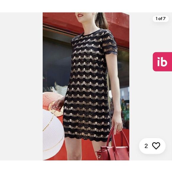 Kate Spade black crochet Virginia lace‎ shift dress size 8 party preppy career - Picture 1 of 7